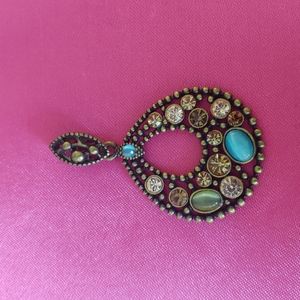 Lia Sophia "Into The Sunset" Antique Goldtone Slide w/Cut Crystals, NWOT